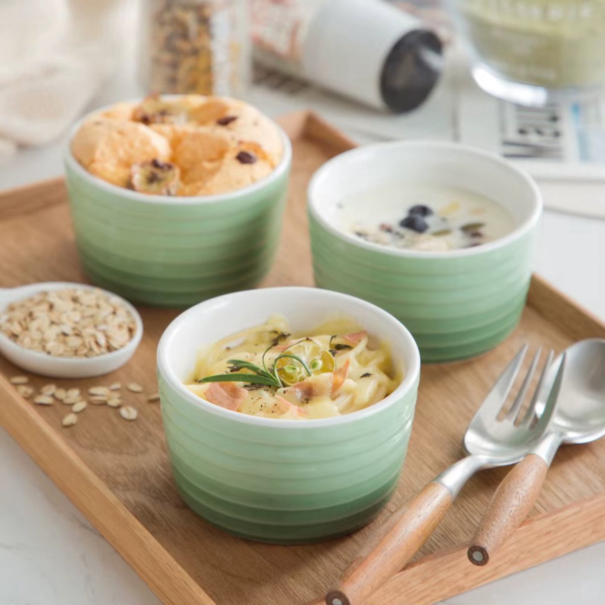 Royalty Kommen – Breakfast Plates - Serviesset – 6 delig – Groen Keramisch – Eetborden – Perfect voor diner