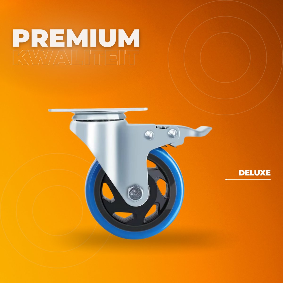 Zwenkwielen met rem - Transportrollen - Set van 4 - 100mm - Zware wielen - 150KG Draagvermogen