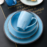 Lucenzo Serviesset - 16 delig - 12 persoons - Mix blauw - Dinerborden - Bordenset - Diepe borden - Ontbijtborden - Servies - Keukenservies