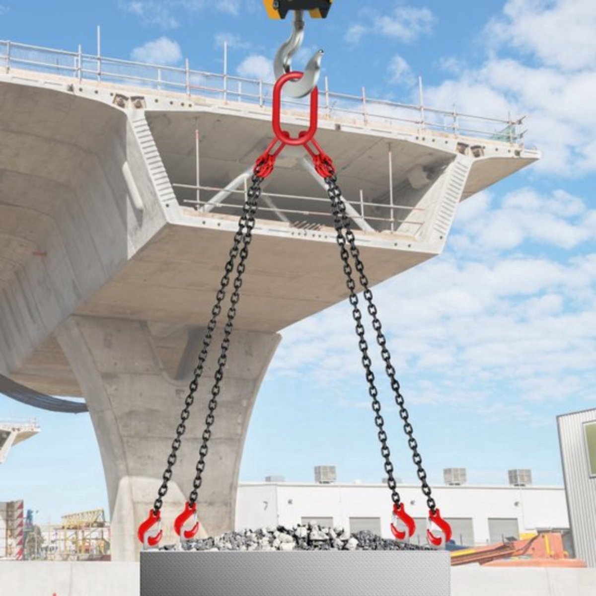 Hijskraan takel - Lier Kettingstrop - 5' Quad Poten Tackle - 5 Ton Capaciteit - Gelegeerd Staal Verstelbaar