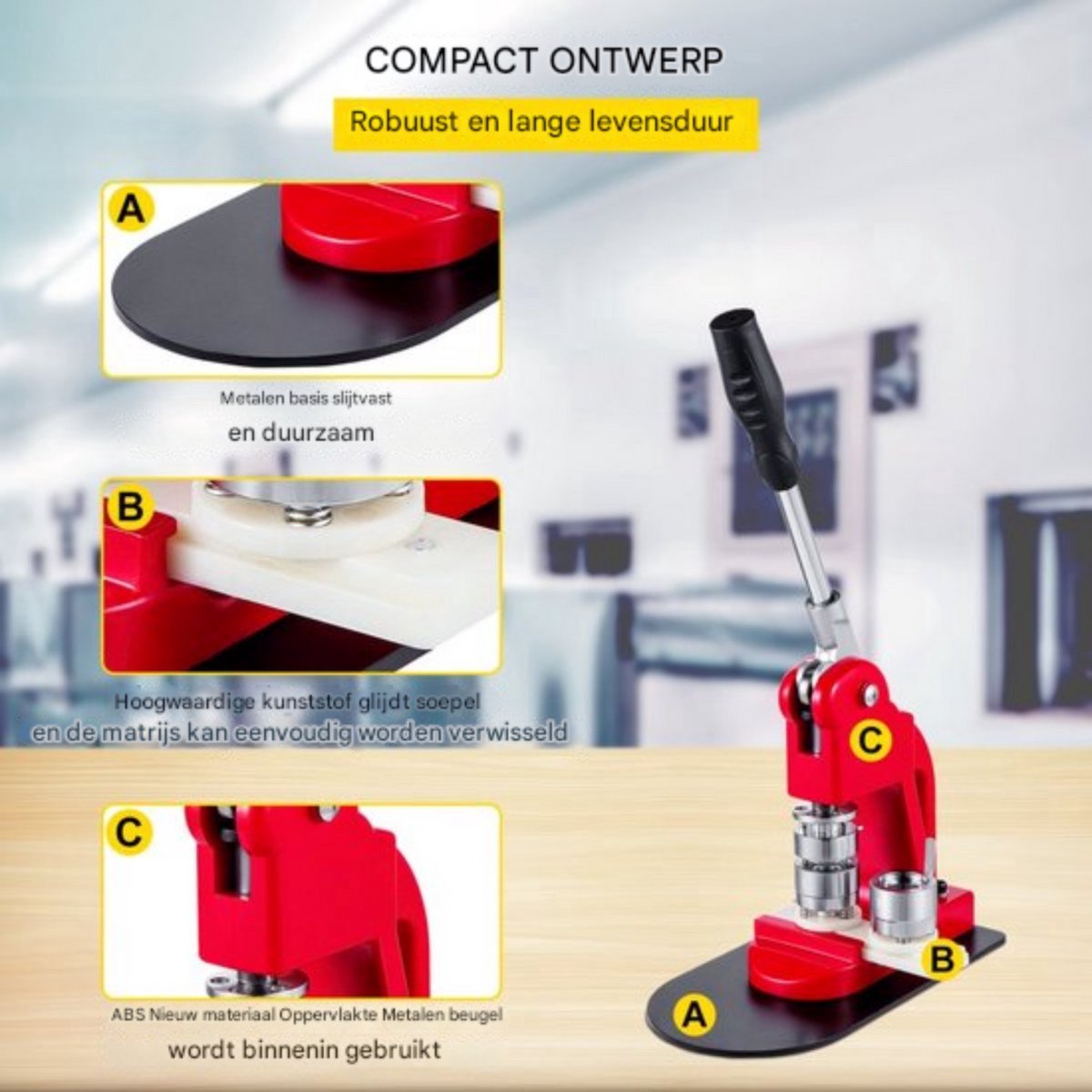 Knopenmachine PRO - Button Press machine 25 mm - Inclusief 1000 Buttons