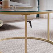 Bolt Edge Salontafel - Set van 2 - Rond - Glas Goud - Landelijk - Woonkamer