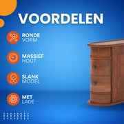 Vintage bijzettafel met lade - Massief hout - Voor slaapkamer of woonkamer - Nachtkastje