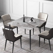 Marmeren Eetkamertafel 4 Personen - Glossy Grijs - Metalen Poten - Voor Keuken, Restaurant & Café