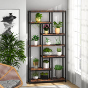 Boekenkast Larevo - 8 Lagen - Boekenrek Opbergrek - Industriële Stellingkast Metaal - Voor Slaapkamer, Woonkamer of Kantoor - Bruin - 30 cm (D) × 100 cm (B) × 200 cm (H)