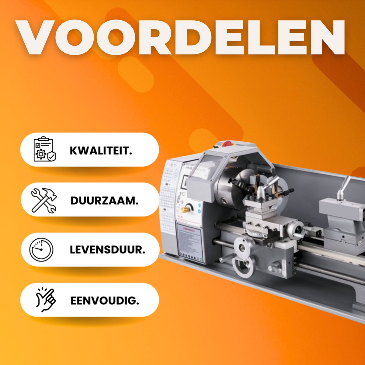 Precisie Metaal Draaibank – Mini Draaibank met 9 Frezen & 2 Klauwplaten – Voor Hobby en Werkplaats