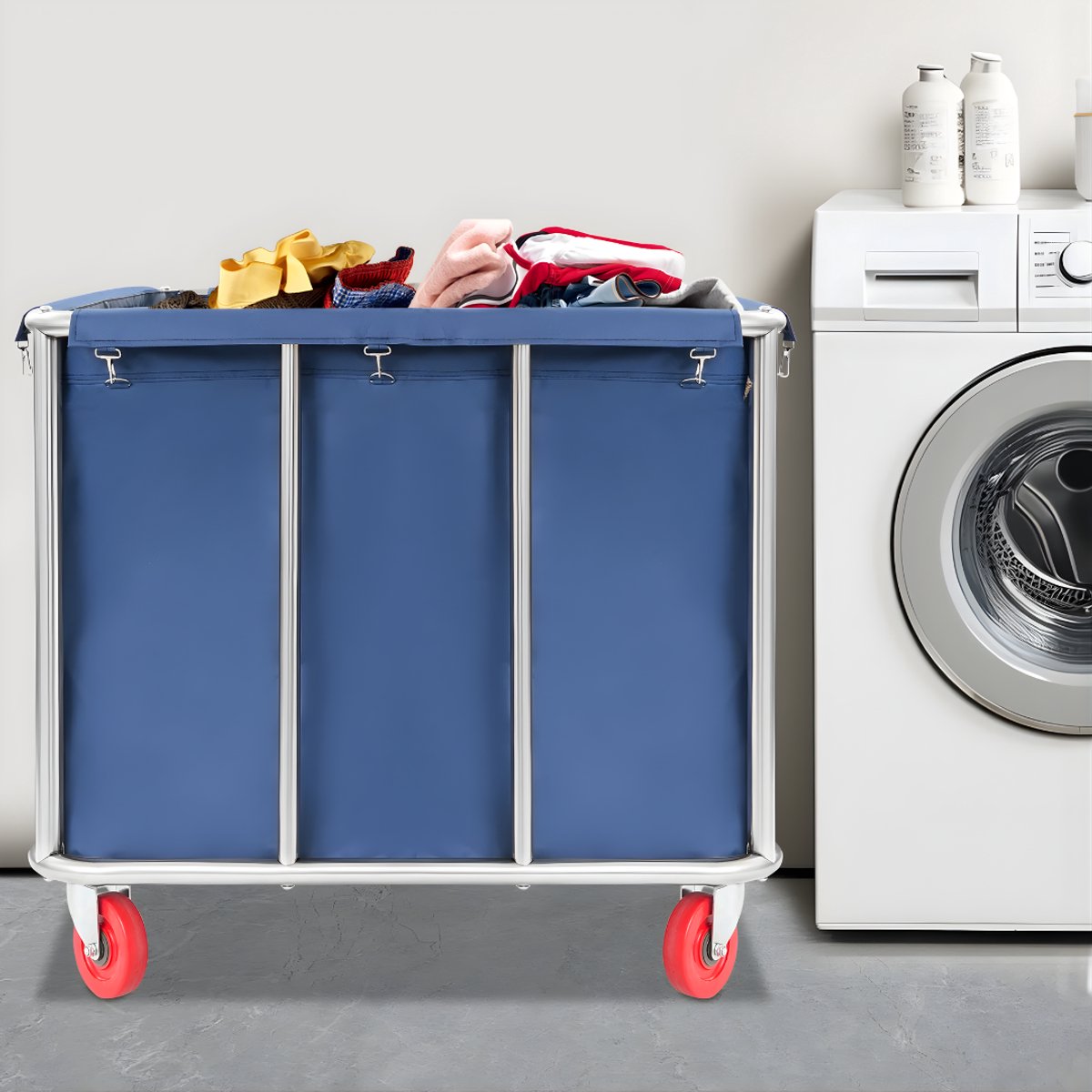 Waswagen - Wasverzamelwagen - Wasmand - Voor thuis, hotel en horeca - Blauw