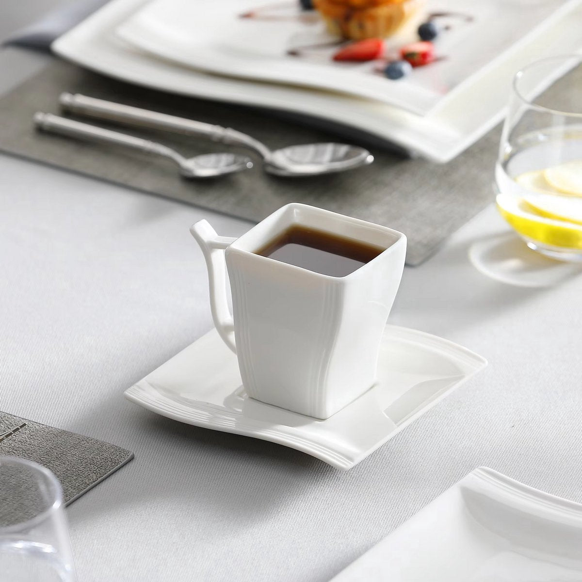 Essenza Exquisite Bordenset – 6 persoons – Wit Keramisch – Dinerborden – Ontbijtborden