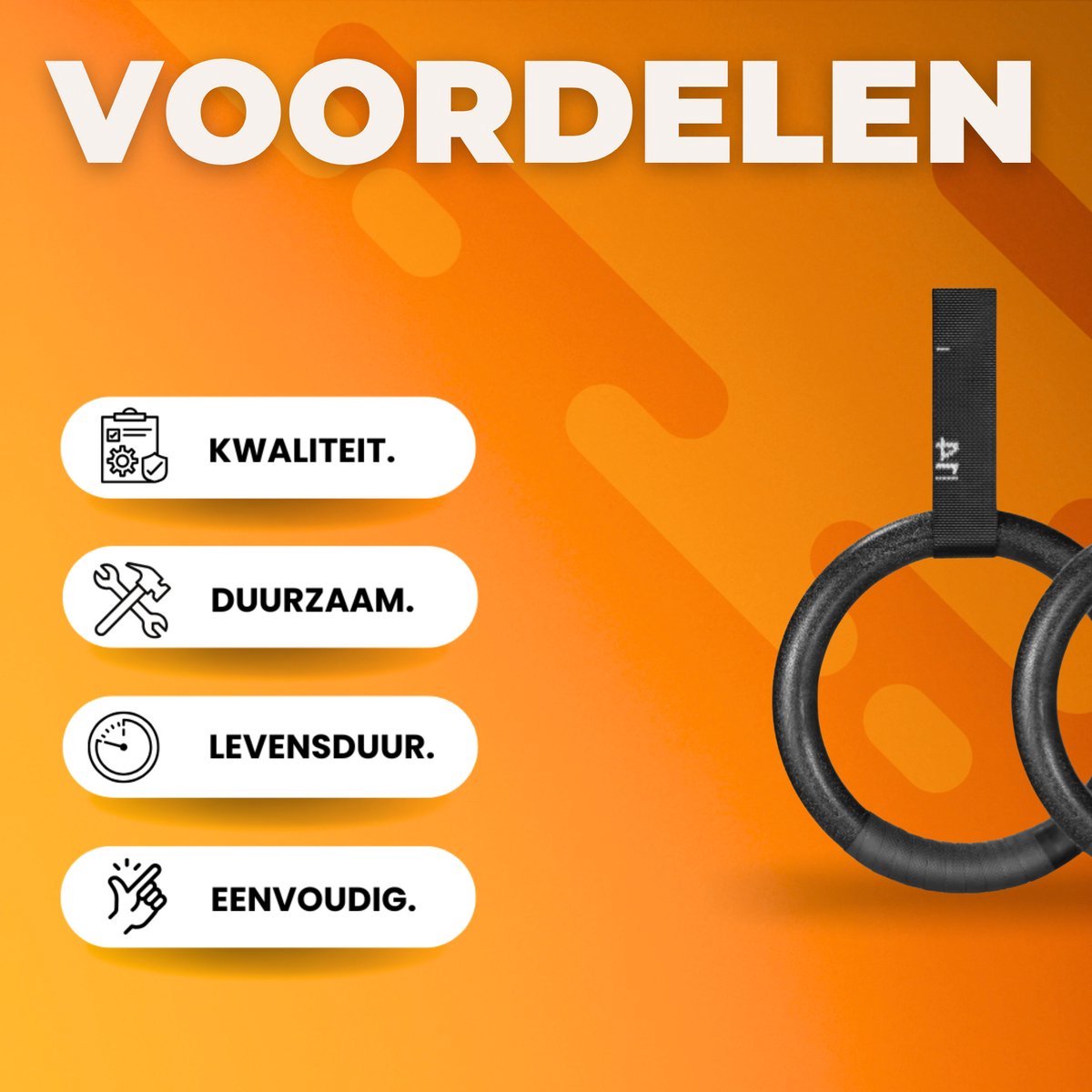 Turnringen Vaylen voor fitness - Anti-slip - 32mm - CrossFit, Gym & Calisthenics - Gymnastiek ringen hout - Krachttraining - Incl. Ophangbanden