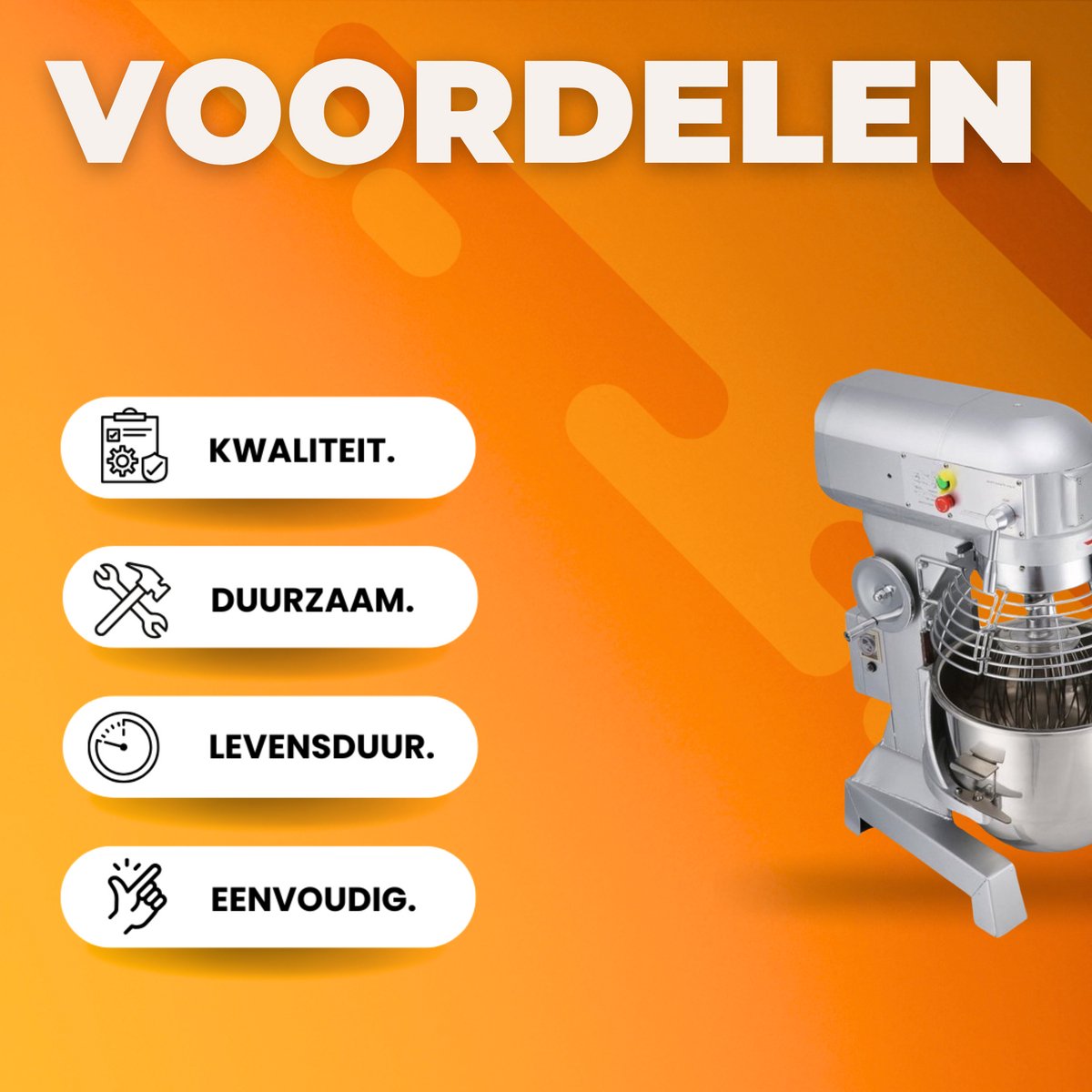 Elektrische Keukenmachine XL - 28L - 3 koppen - Foodprocessor - Keukenrobot - Keukenmixer - RVS Mengkom mixer - 1100W