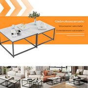 Mandina Salontafel Set - Set van 2 - Voor Kantoor of woonkamer - Vierkant - Tijdloos design - Glossy white