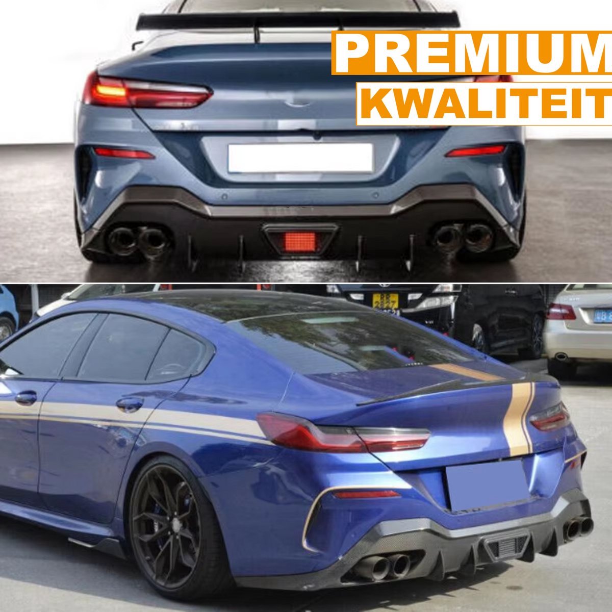 Diffuser Lip Voltrix - Achterbumper Diffuser Lip - Zwart Glans - Auto accessoires - Voor BMW 8 Serie G16 840i/M850i M Sport (2019+)