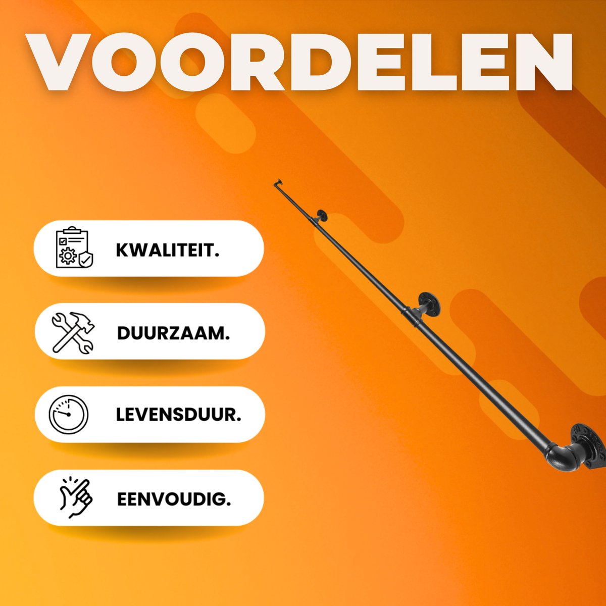 Luxe Trapleuning - Balustrade - Binnen en buiten - Houders - Leuningen voor Trappen - Staal - Met trapleuninghouders - 270cm