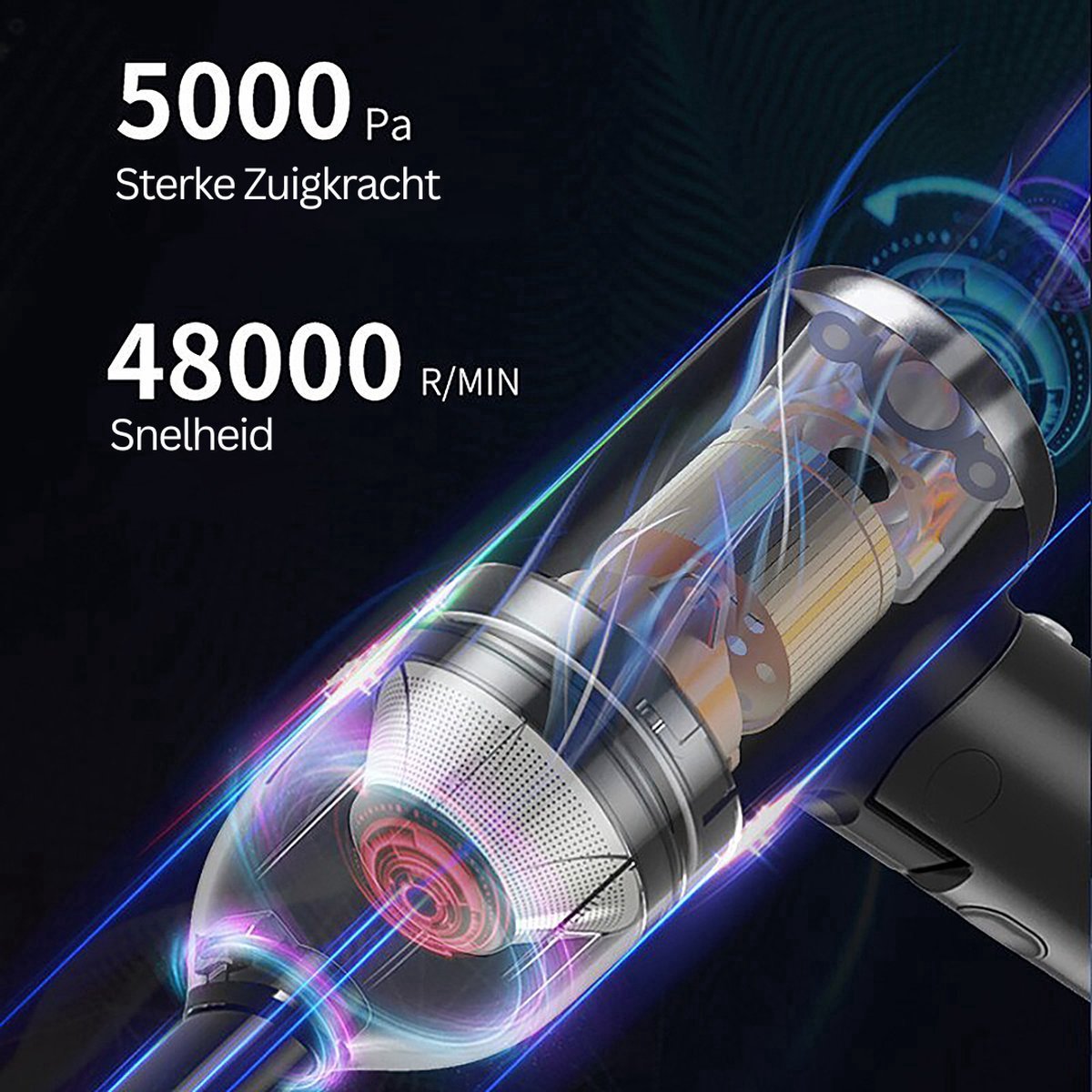 Happyment Draadloze Auto Stofzuiger - USB-C - 2 in 1 Multifunctioneel Stofzuigertje - Auto Oplader - Kruimelzuiger - Zwart