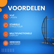 Ovale plantstandaard - Set van 2 - Voor binnentuin, woonkamer en balkon - Plantenrek - Plantentafel - Multifunctionele Gebogen Display Plank - Bloemenrek