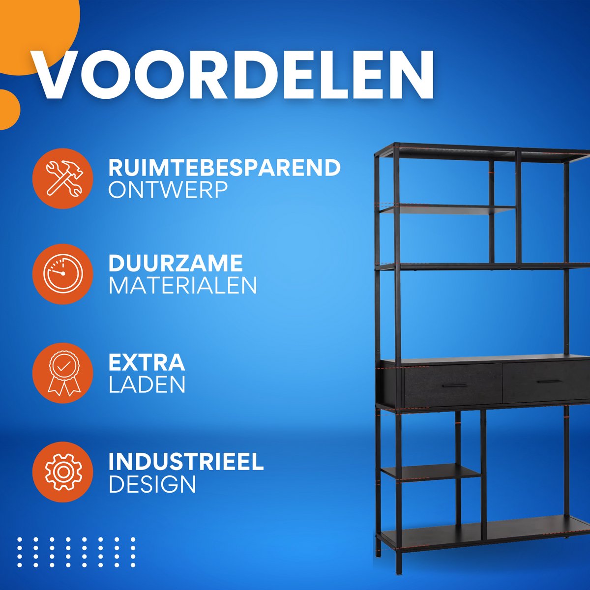 Boekenkast XL Milano - 4 Lades - Boekenrek - Woonkamer, slaapkamer en kinderkamer - Hout - 180x90cm