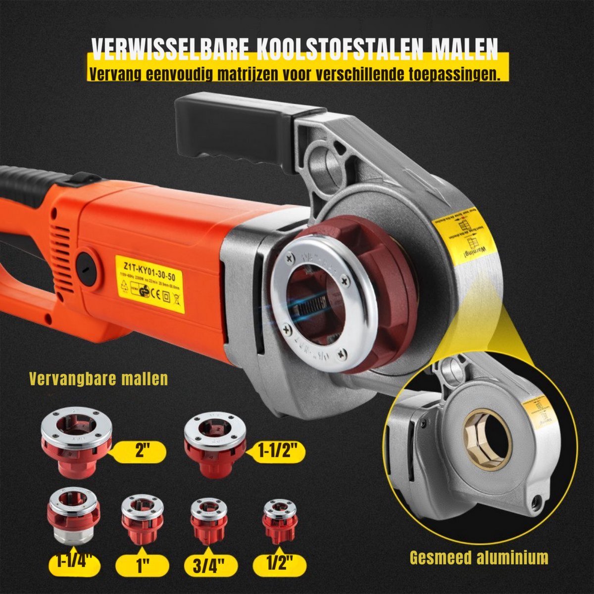 Pijpinrijger PRO - 1/2" tot 1,5" - Handmatig Draadsnijder - Bouwgereedschap