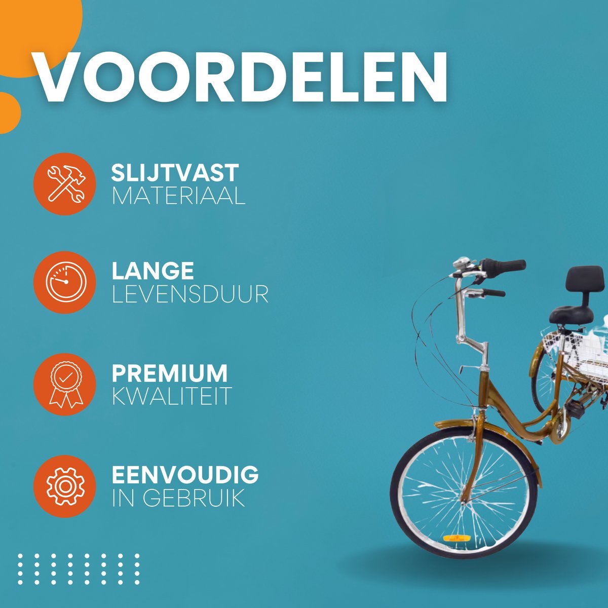 Opulence Driewieler voor volwassenen - 6 versnellingen - Fiets voor senioren - 24 Inch - Met mand - Voorrem - Goud