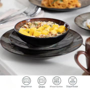 Opulent Serviesset – 4 persoons – Bruin 16 delig – Keramisch – Dinerborden – Breakfast Plates