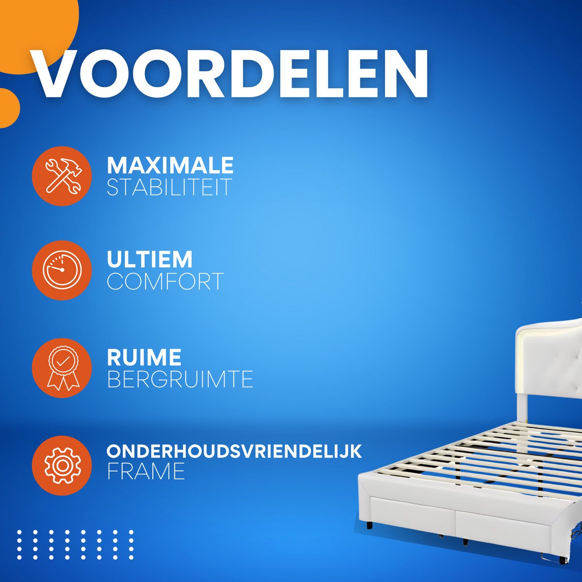 Kinderbed voor meisjes - 140x200cm - Gestoffeerd bed met 2 lades - LED-verlichting en rugleuning - Lattenbodem - Twijfelaar