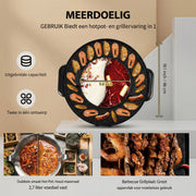 Koreaanse BBQ/Hotpot - Zwart - Koreaanse Grill - Inclusief Deksel