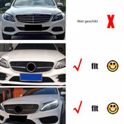 Stratos DiamantGrille - Voorbumper Grille - AMG Diamant Stijl - Gloss Zwart - Voor Mercedes C-Klasse W205 (2018+) - Auto Accessoires