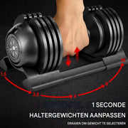 Verstelbare Halters Fioren - Halterset van 10 kg met Rek - Snel Verstelbare, Veilige Grip Gewichten voor Compacte Handgewichten - 2 stuks