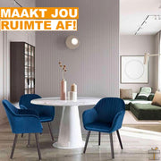 Happyment Eetkamerstoelen Blauw Deluxe - Set van 4 - Woonkamerstoelen met rugleuning - Keukenstoelen - Fauteuil - Kuipstoel - Fluweel