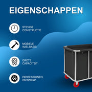 Waswagen - Wasverzamelwagen - Wasmand - Voor thuis, hotel en horeca - Zwart