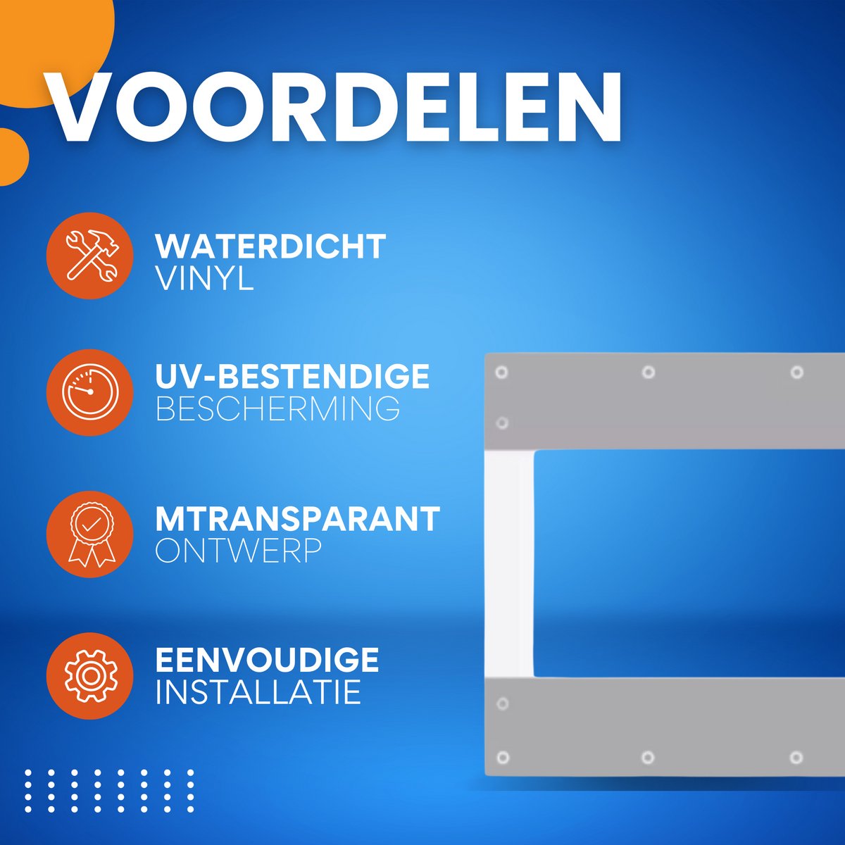 Transparant PVC zeildoek - Waterdicht - Dekzeil - Veranda - Overkapping - Wind - Grijs - 300x300cm