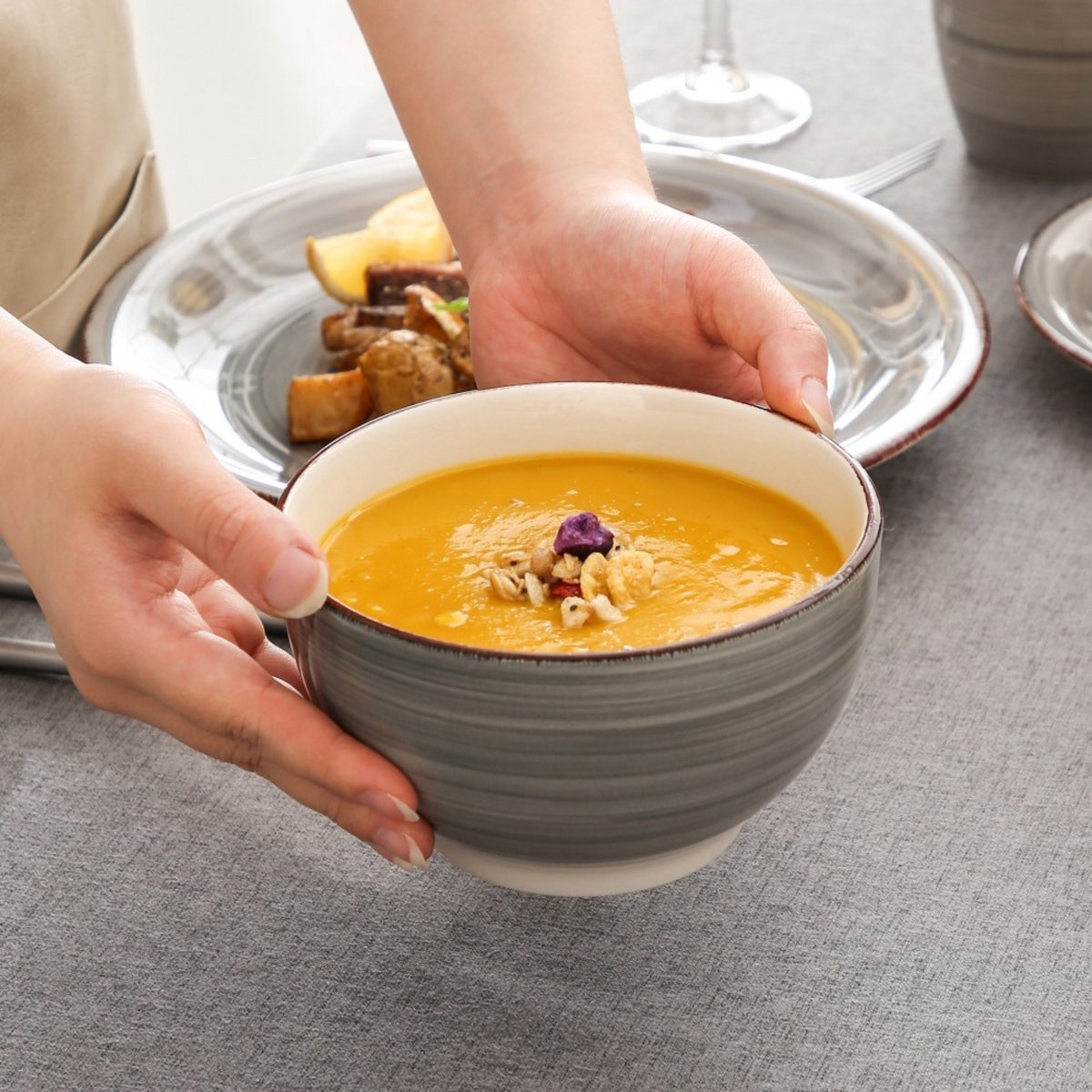 Moderno Lorentino Serviesset - 16 delig - 4 persoons - Grijs - Dinerborden - Bordenset - Diepe borden - Ontbijtborden - Servies - Keukenservies