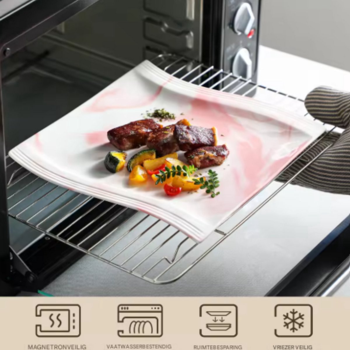 Aristocratic Dinerborden – Ontbijtborden – 6 persoons – 30 delig – Roze Keramisch – Eetborden – Perfect voor diner