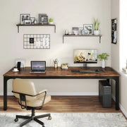 Computerbureau Milano - Voor 2 Personen - 200cm - Bruin - Voor thuis of werk - Hout en metaal