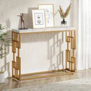Consoletafel modern - Wandtafel - Sidetafel - Marmerlook - Haltafel - Woonkamer - Wit/goud