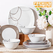 Celestia Serviesset - 12 delig - 4 persoons - Wit - Dinerborden - Bordenset - Diepe borden - Ontbijtborden - Servies - Keukenservies