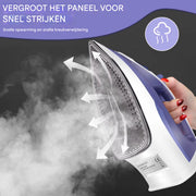 Elektrisch Strijkijzer Tivio - Draagbaar Stoomstrijkijzer 2400W met Krachtige Stoomfunctie, Roestvrijstalen Zoolplaat & 350ml Watertank