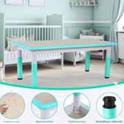 Kindertafel en 4 Stoelenset - Voor Peuters en Jonge Kinderen - Verstelbare Tafelset voor Spelen, Studeren & Tekenen - Duurzaam Kunststof in Neutrale Kleuren - Groen - 120x60cm