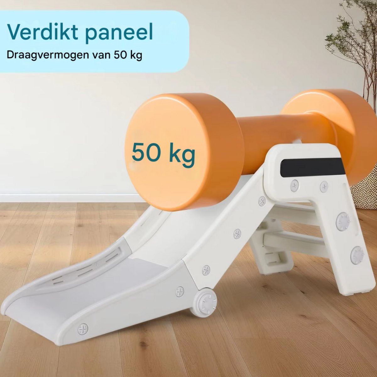 Glijbaan voor Kinderen - Buitenspeelgoed - Indoor & Outdoor Kinderplezierglijbaan - Dubbel Opvouwbaar, Voor Peuters van 1-3 Jaar - Babytuinglijbaan, Perfect Cadeau - Beige & Wit