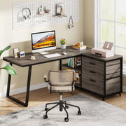 Hoekbureau London - Computerbureau - 135cm - Grijs - Voor thuis of werk - Hout en metaal