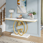 Wandtafel Pero - Haltafel - Dressiortafel - Bijzettafel - Sidetable - Kunstmarmer, goud - 140cm