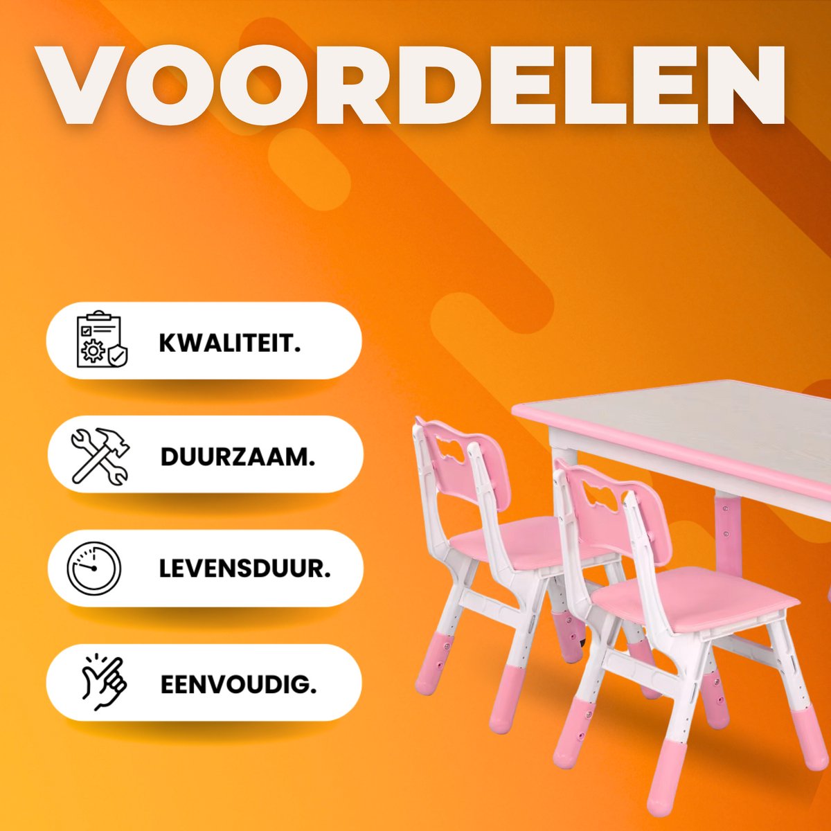 Kindertafel en 4-stoelenset In hoogte verstelbare tafelset voor peuters met meerdere activiteit Studie schrijven, spelen voor kinderen Kindertafel en stoel - Roze - 120x60cm