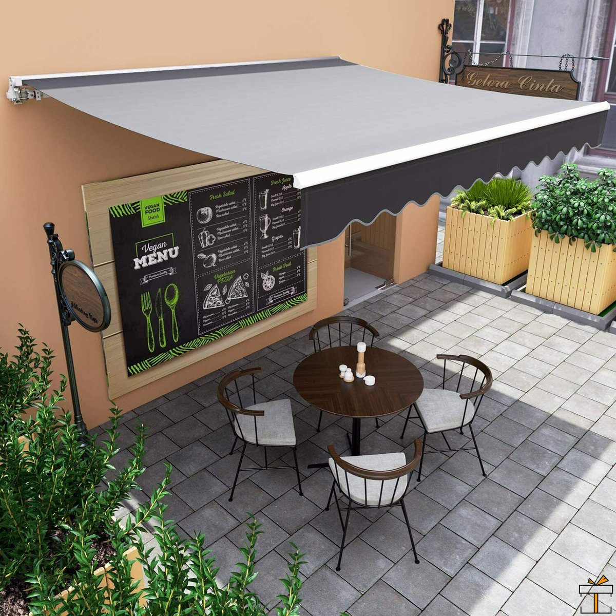 Happyment Zonnescherm handmatig - Zonneluifel - Terras - Tuin - 250 x 300cm