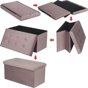 Moderne Opbergbank Nero - Met opbergruimte - Zitbank Poef - Voetenbank - Opbergbox hocker - Zitkist met deskel - Roze - Velvet - 76x38x38 cm