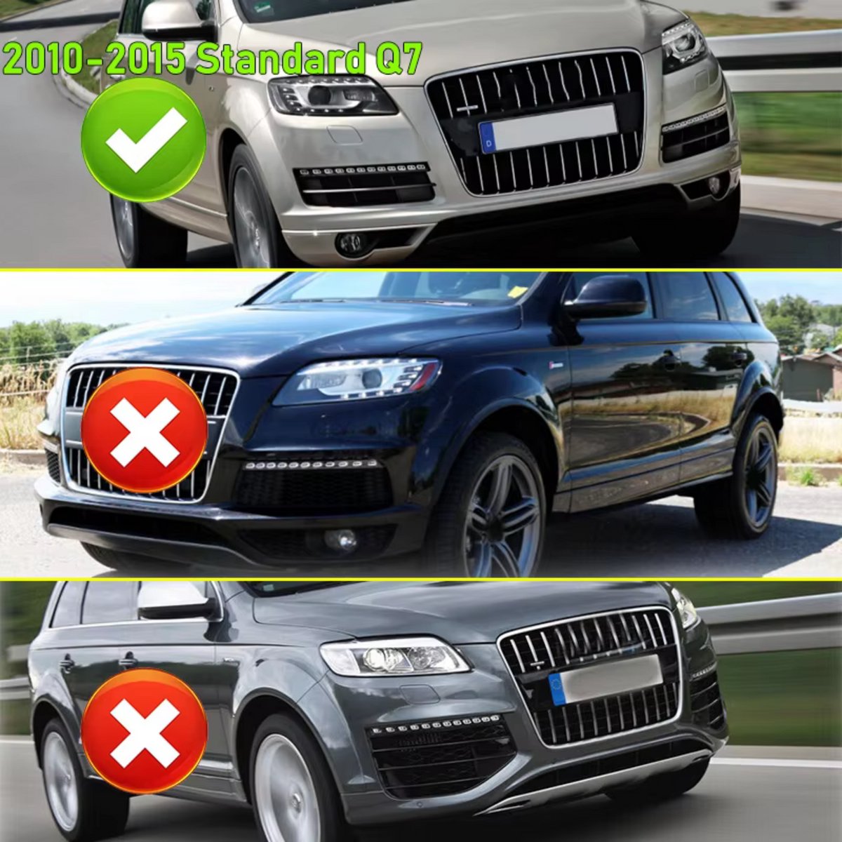 Grille - Voor Audi Q7 MK1 Standaard Bumper 2010-2015 - Auto accessoires - Mistlichtgrille - Bumpercover voorzijde