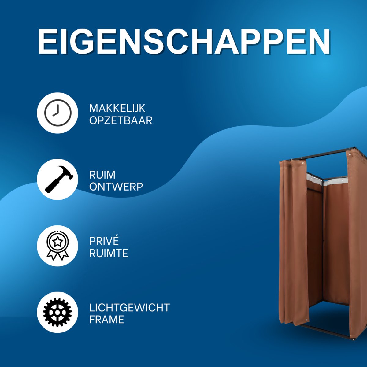 Paskamer met gordijn - Pashok - Opvouwbaar - Kleedkamer - Voor kledingwinkels - Coffee
