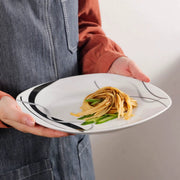 Montario Salade Kom - 24 delig - 6 personen- Wit/Zwarte Strepen - Dinerborden - Bordenset - Diepe borden - Ontbijtborden - Servies - Keukenservies