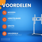 TV muurbeugel - Voor 26"-75" - Kantelbaar - Ultra Slim & ruimtebesparend - Statief - Wit