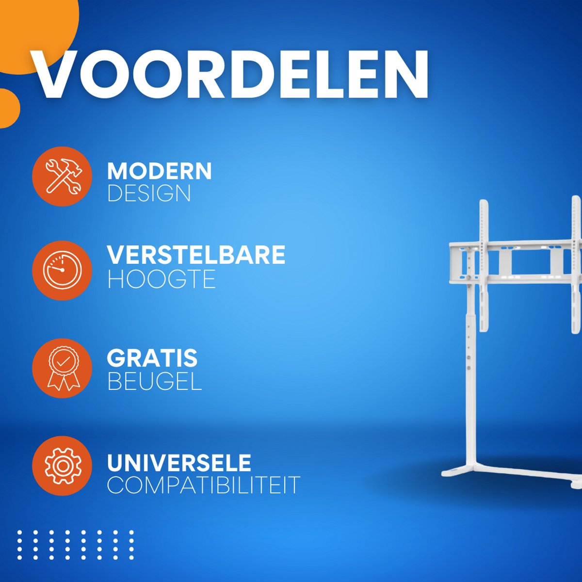 TV muurbeugel - Voor 26"-75" - Kantelbaar - Ultra Slim & ruimtebesparend - Statief - Wit