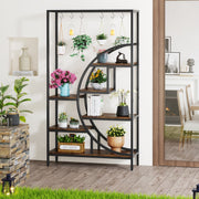 Plantenstandaard - Plantenrek Buiten - Bloemenpot - Voor binnen en buiten - 7 Lagen en S-Haken - Bruin - 179 cm hoog × 100 cm breed × 30 cm diep