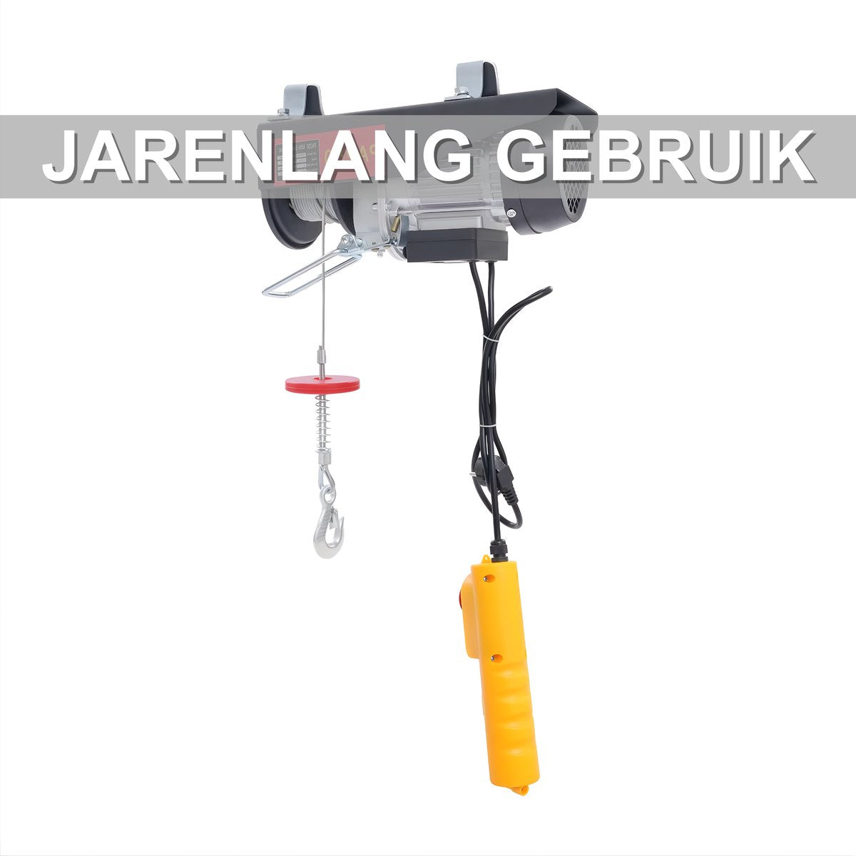 Elektrische takel – Voor garages en magazijnen – 250 kg capaciteit - Bedrade afstandsbediening, 18 m staaldraad – 220 V, 500 W